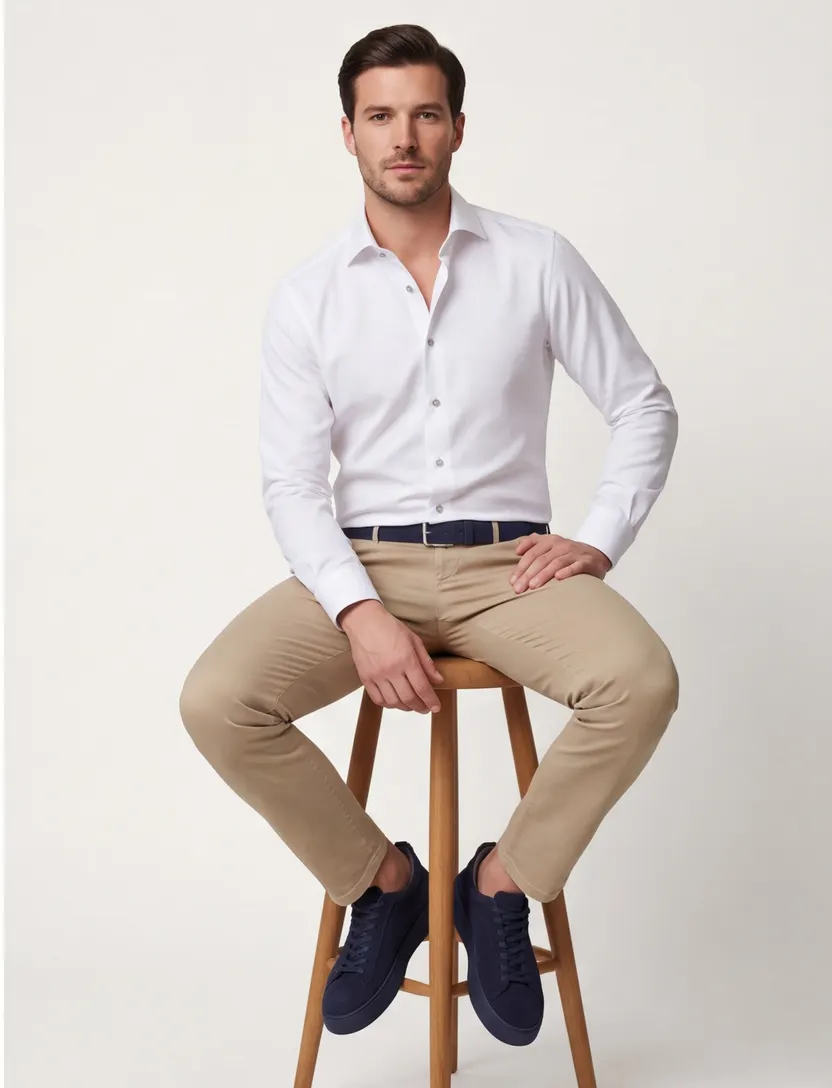 Eton contemporary fit signature twill overhemd wit