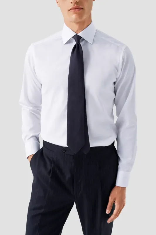 signature twill katoenen Eton overhemd wit contemporary fit