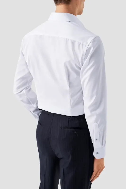signature twill katoenen Eton overhemd wit contemporary fit