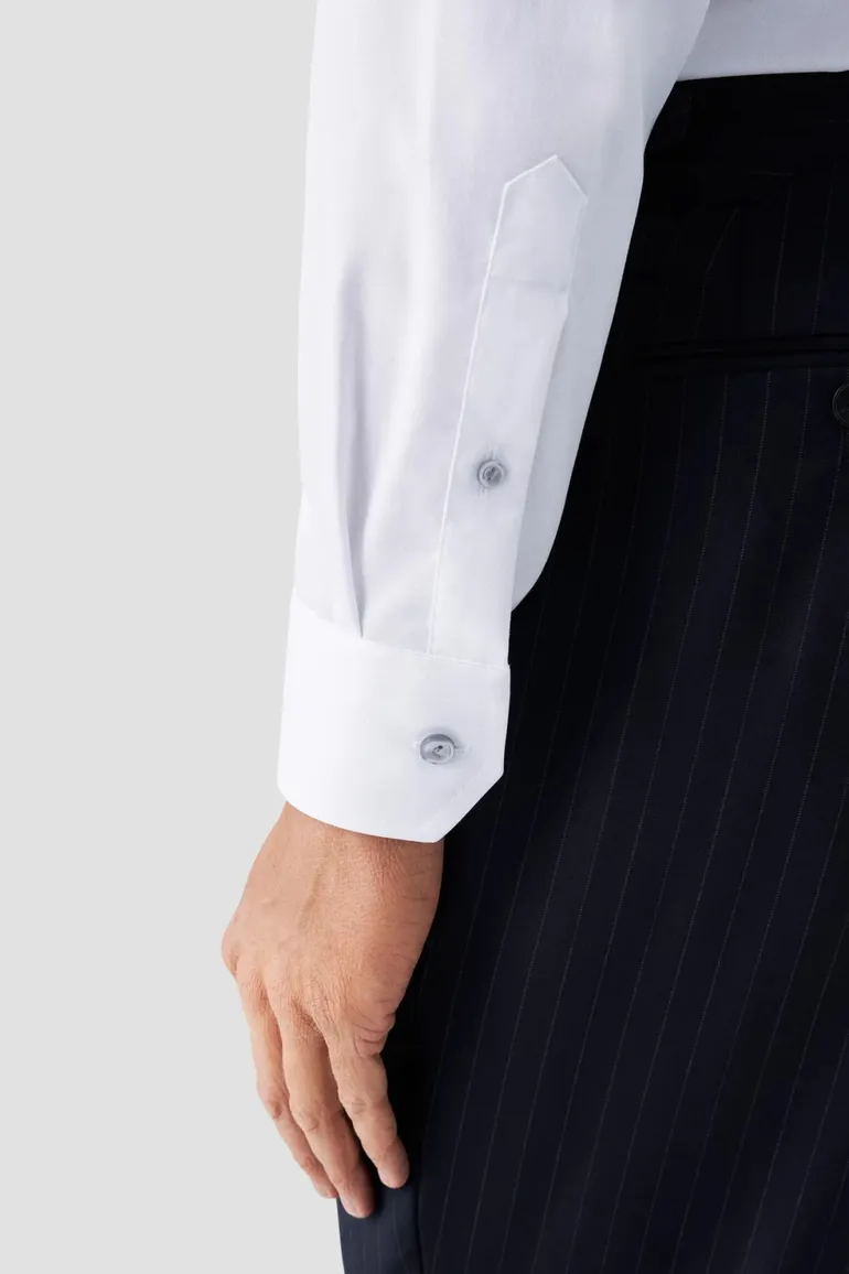 signature twill katoenen Eton overhemd wit contemporary fit