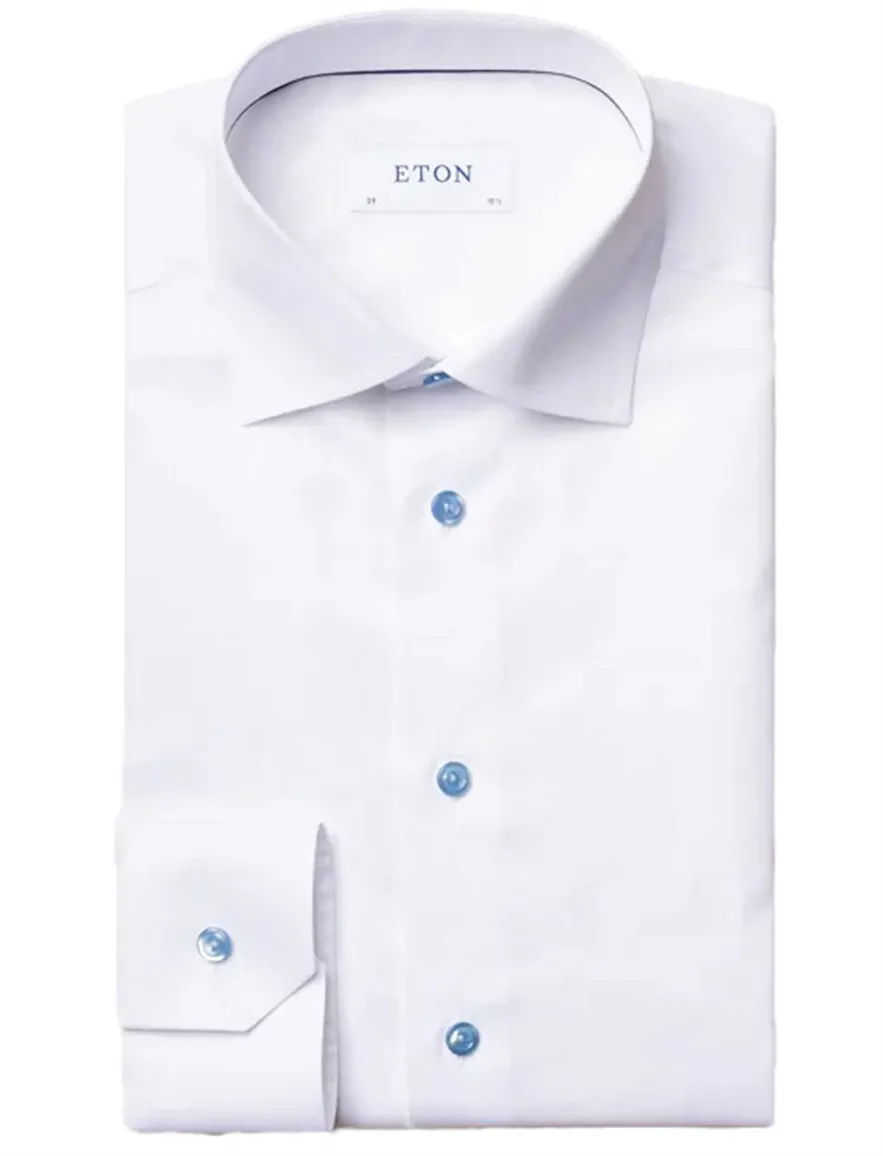 Eton overhemd wit slim fit effen Signature Twill