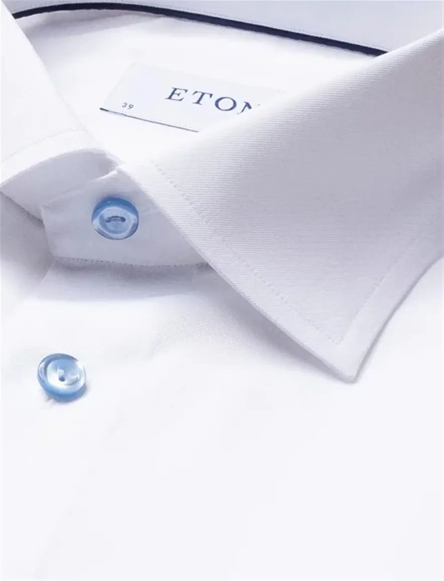 Eton overhemd wit slim fit effen Signature Twill