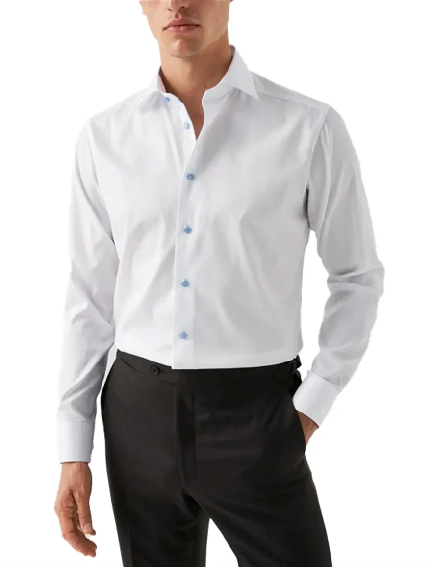 Eton overhemd wit slim fit effen Signature Twill