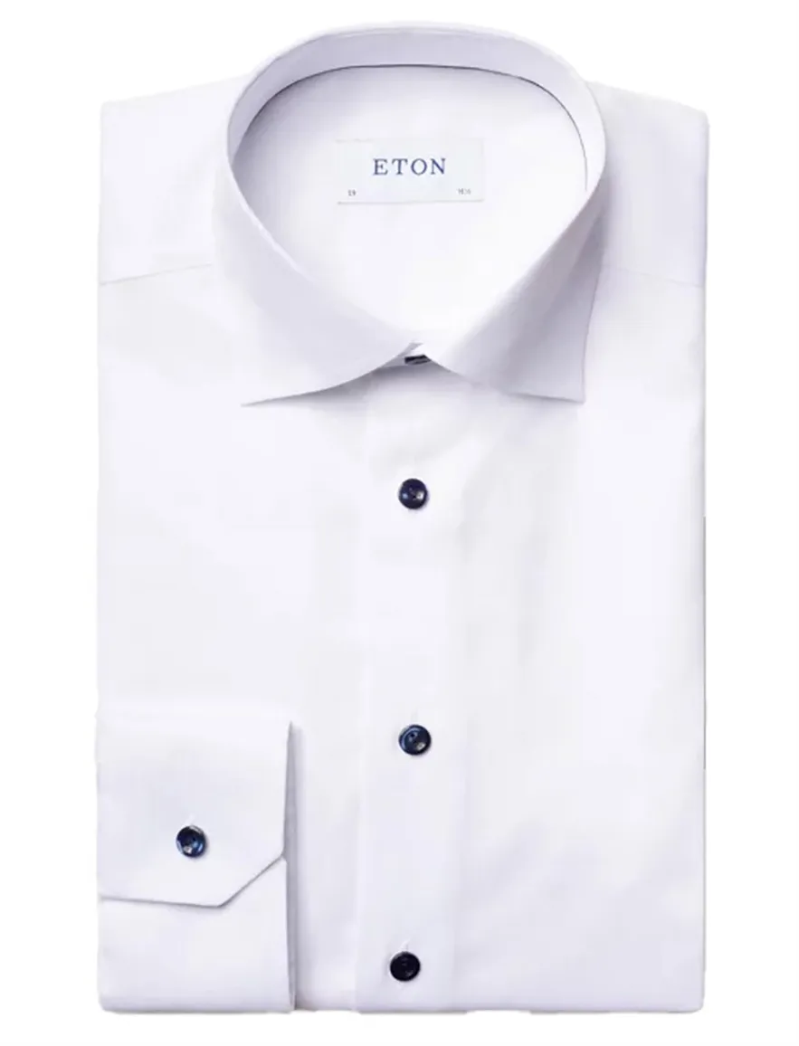 Eton overhemd wit effen slim fit Signature Twill