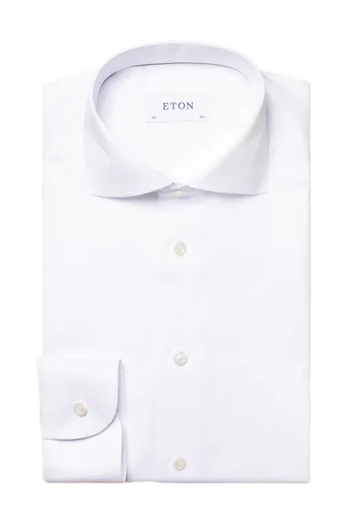 Wit Eton overhemd contemporary fit signature twill katoen