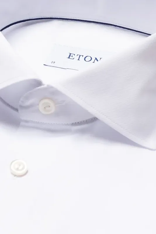 Wit Eton overhemd contemporary fit signature twill katoen
