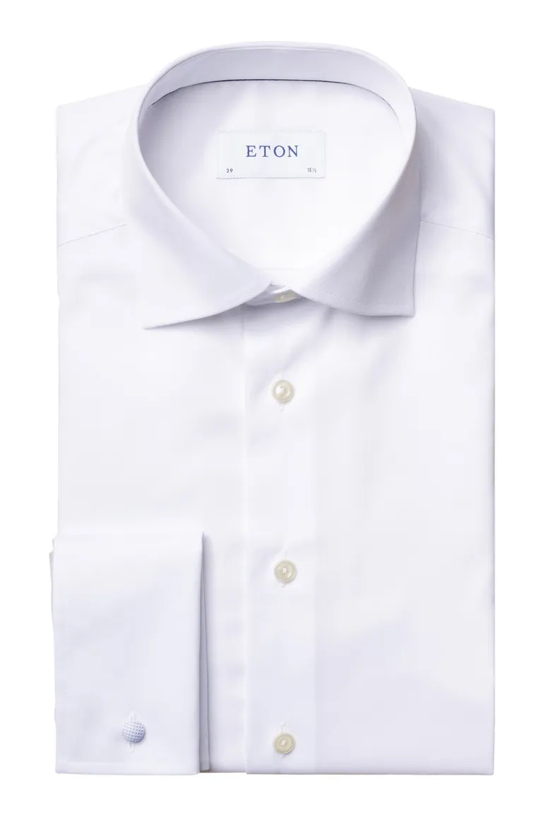 Eton overhemd dubbele manchet wit contemporary fit
