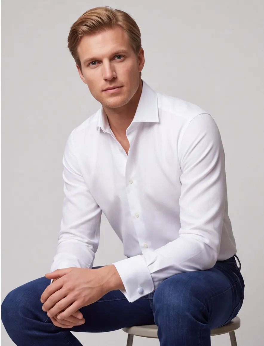 Eton contemporary fit overhemd wit signature twill french cuff