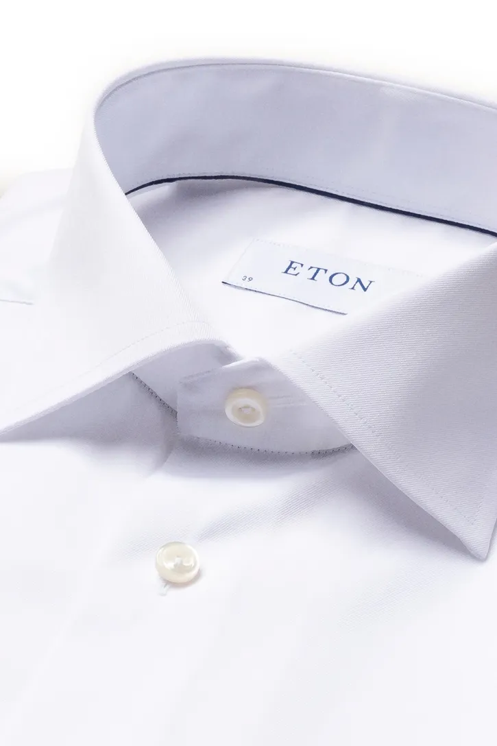 French cuff overhemd signature twill Eton wit contemporary fit