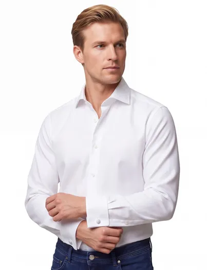 Eton Eton contemporary fit overhemd wit signature twill french cuff