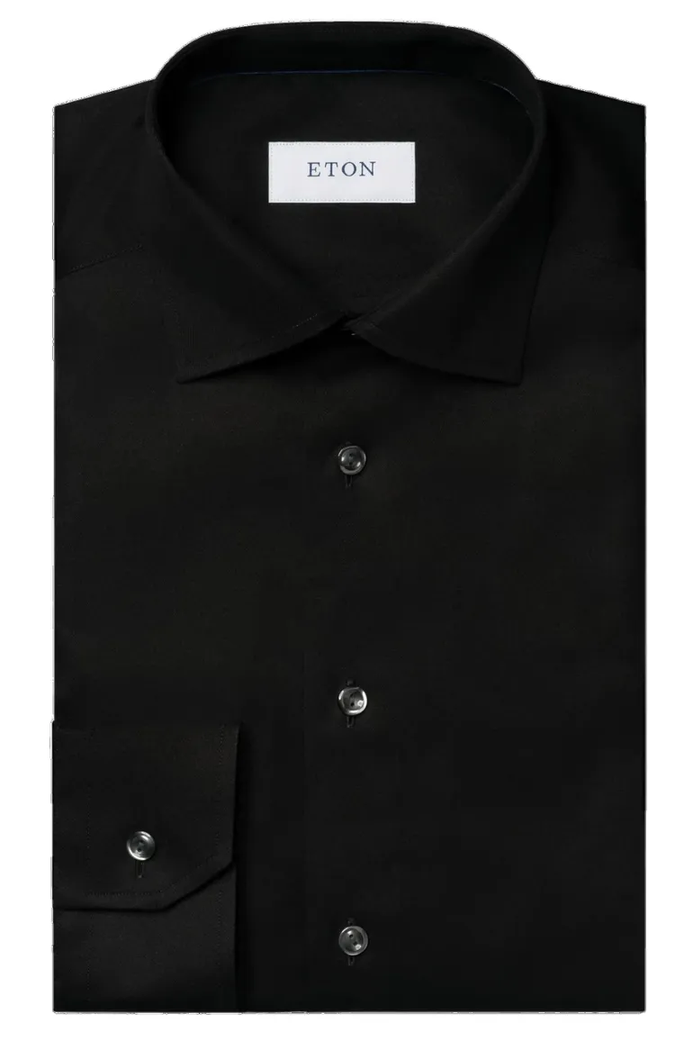 Eton zwart overhemd contemporary fit wide spread