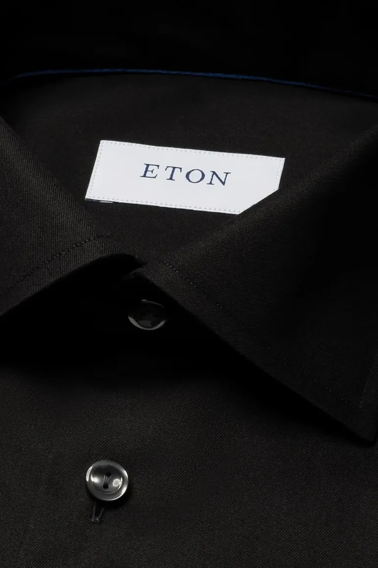 Eton zwart overhemd contemporary fit wide spread