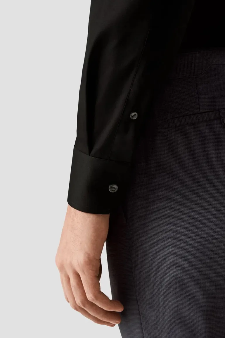 Eton zwart overhemd contemporary fit wide spread