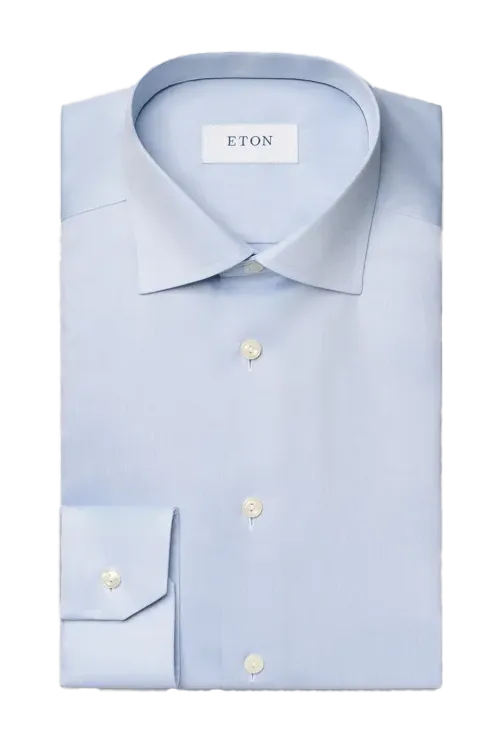 Contemporary fit katoen Eton overhemd signature twill lichtblauw