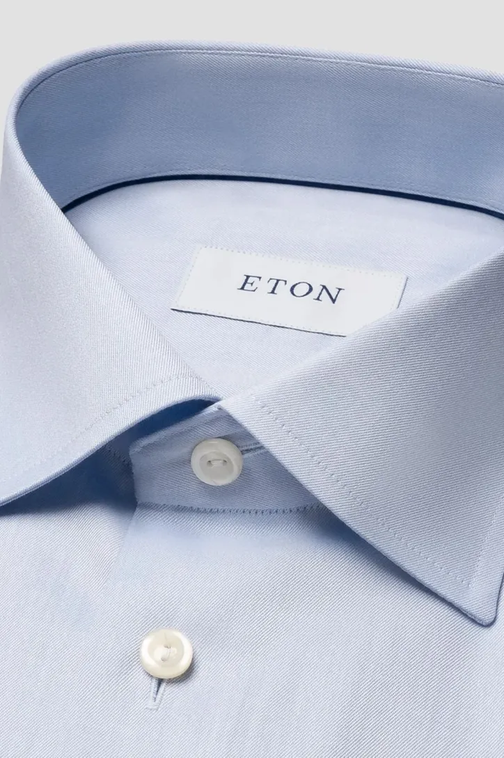 Contemporary fit katoen Eton overhemd signature twill lichtblauw