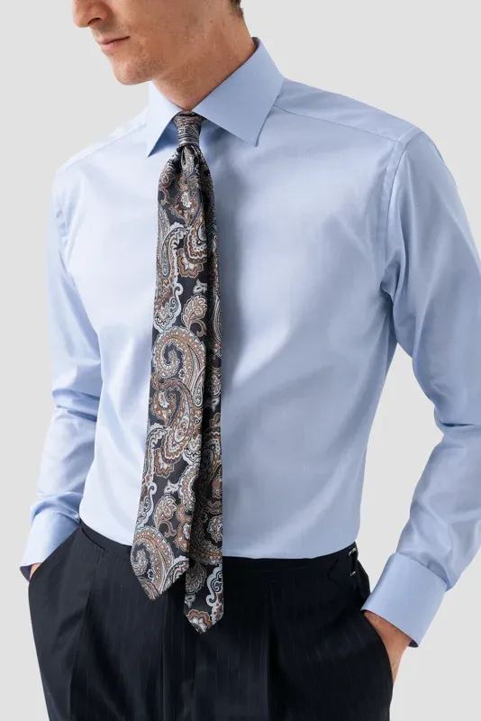 Contemporary fit katoen Eton overhemd signature twill lichtblauw