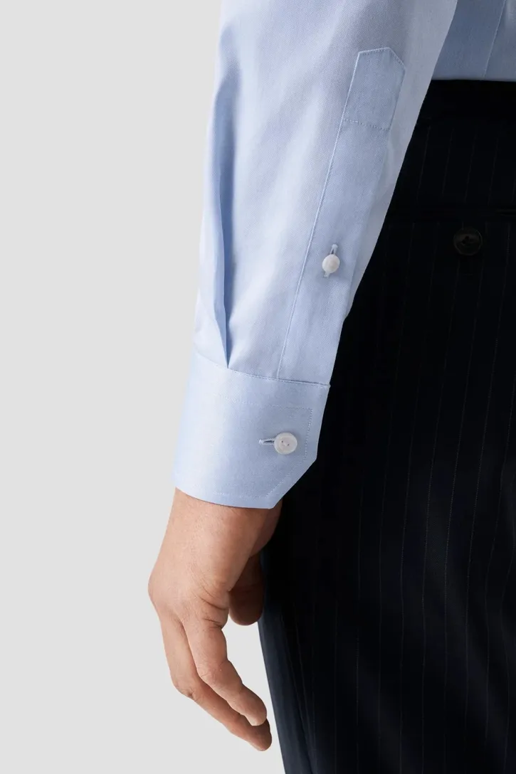 Contemporary fit katoen Eton overhemd signature twill lichtblauw