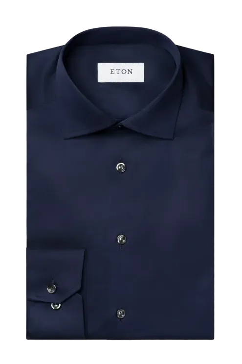 Eton donkerblauw overhemd Contemporary fit signature twill