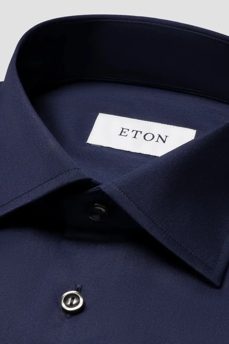 Eton donkerblauw overhemd Contemporary fit signature twill