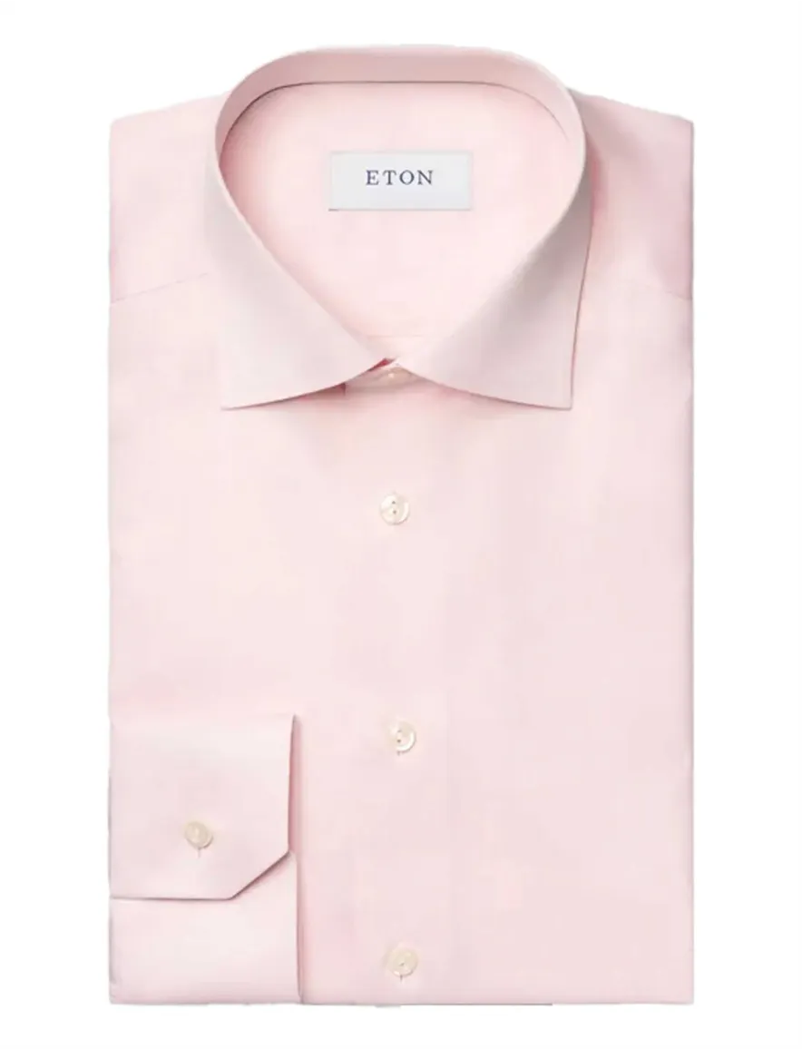 Contemporary fit roze Eton signature twill katoen overhemd