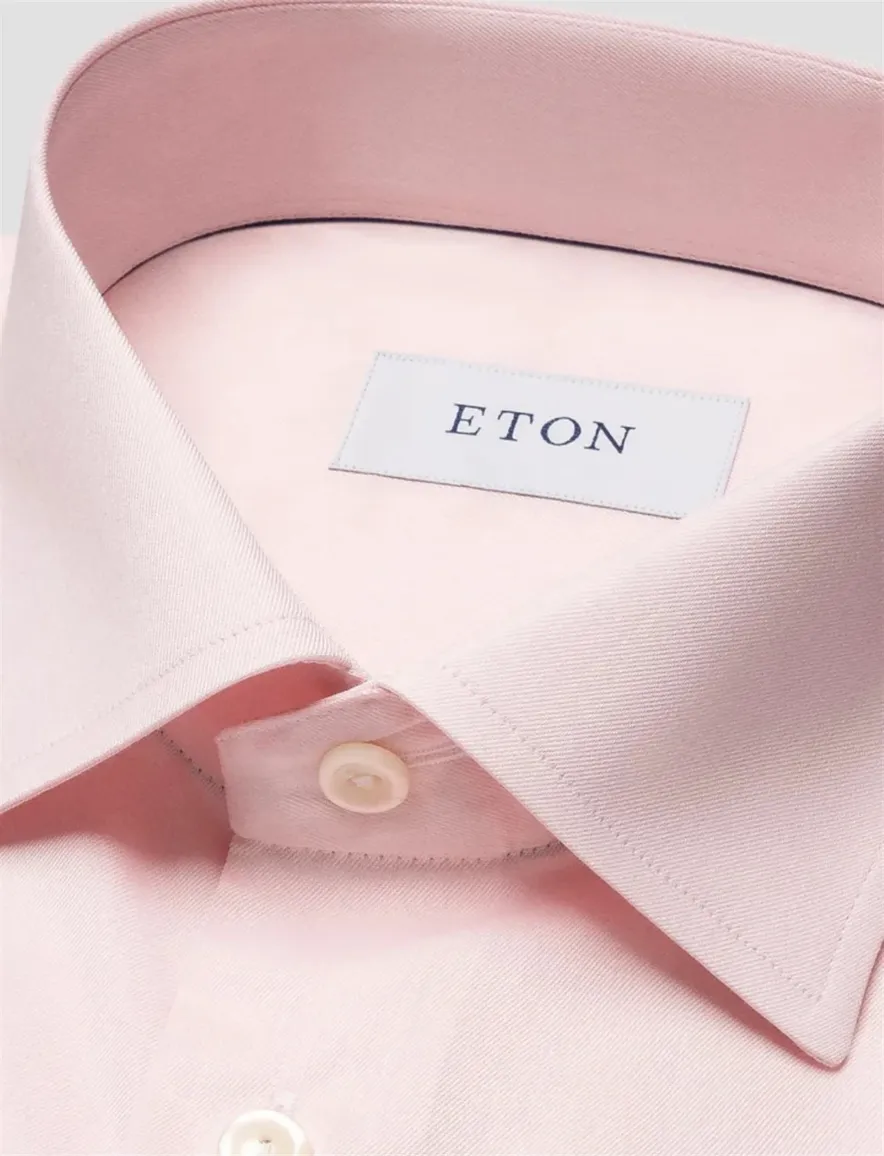 Contemporary fit roze Eton signature twill katoen overhemd