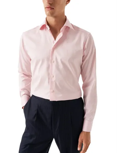 Eton Contemporary fit roze Eton signature twill katoen overhemd