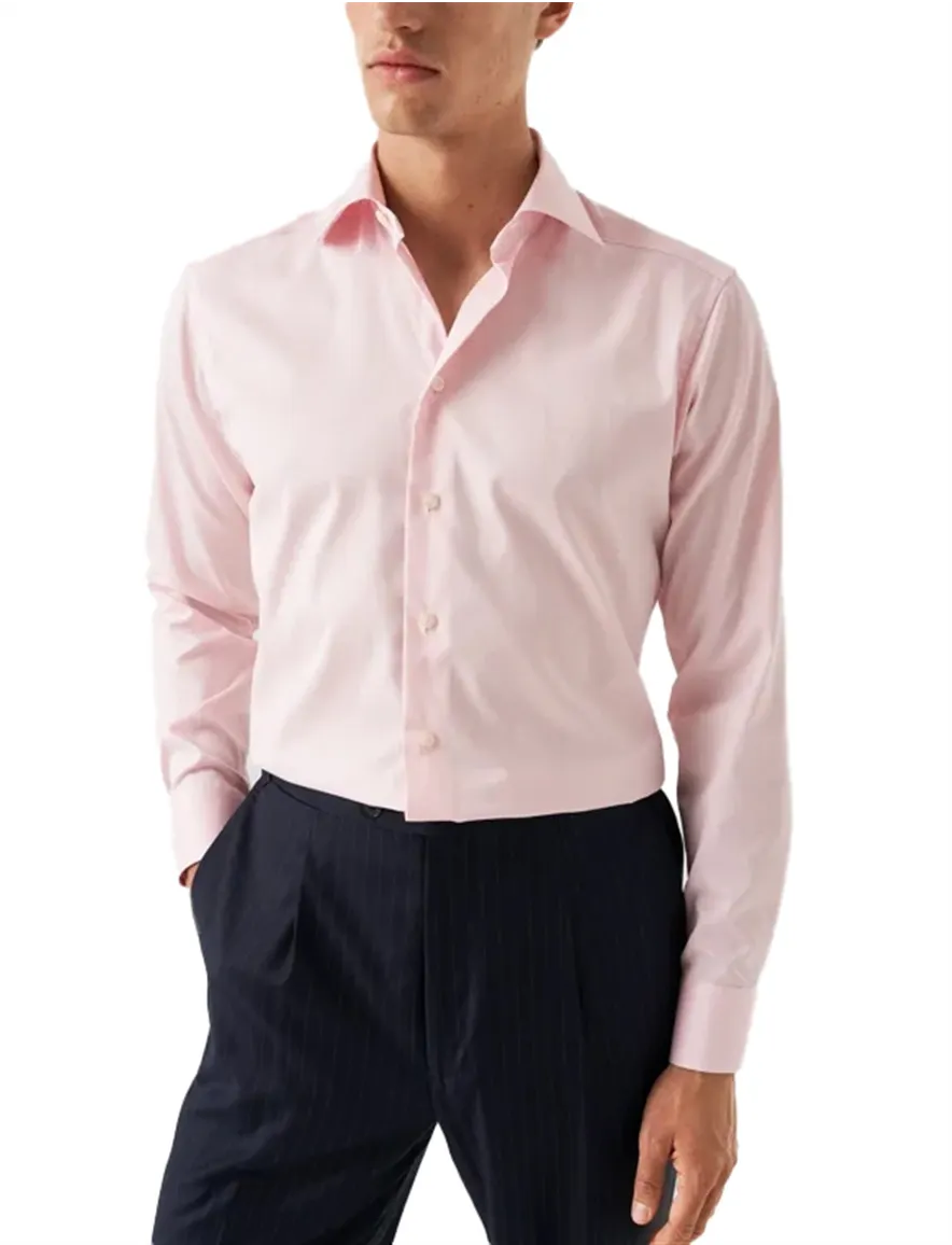 Contemporary fit roze Eton signature twill katoen overhemd
