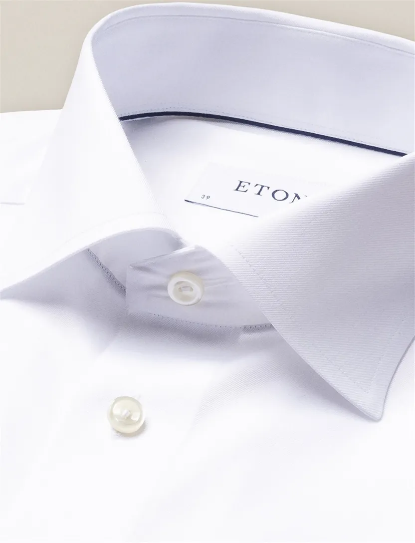 Eton business overhemd Signature Twill Classic Fit wit effen