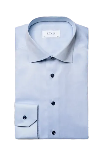 Eton Overhemd Eton lichtblauw katoen signature twill contemporary fit