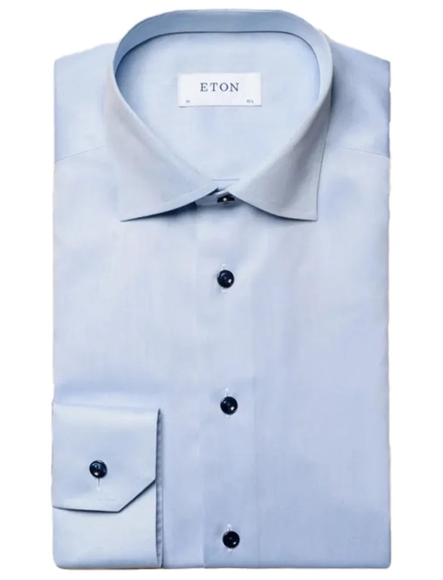Eton katoenen overhemd effen lichtblauw slim fit