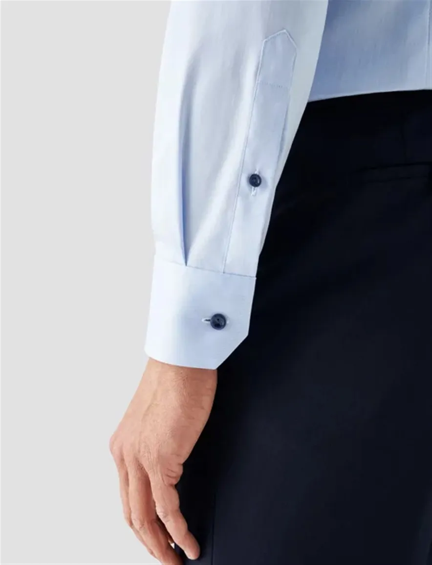 Eton katoenen overhemd effen lichtblauw slim fit