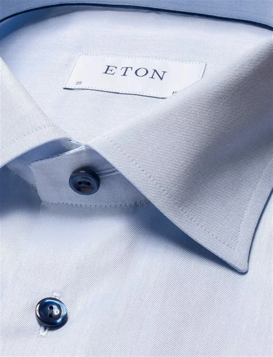 Eton katoenen overhemd effen lichtblauw slim fit
