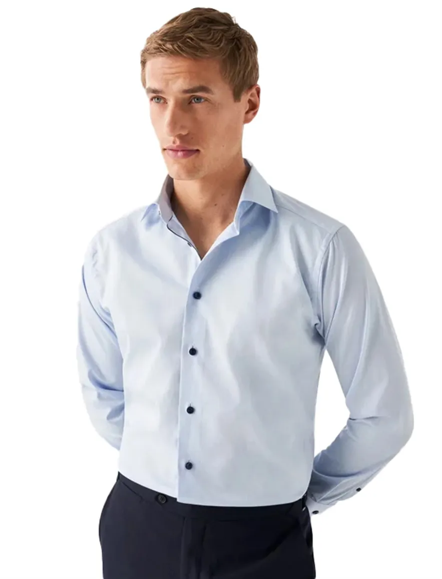 Eton katoenen overhemd effen lichtblauw slim fit