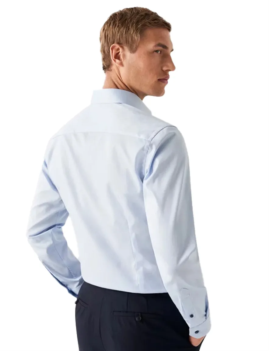 Eton katoenen overhemd effen lichtblauw slim fit