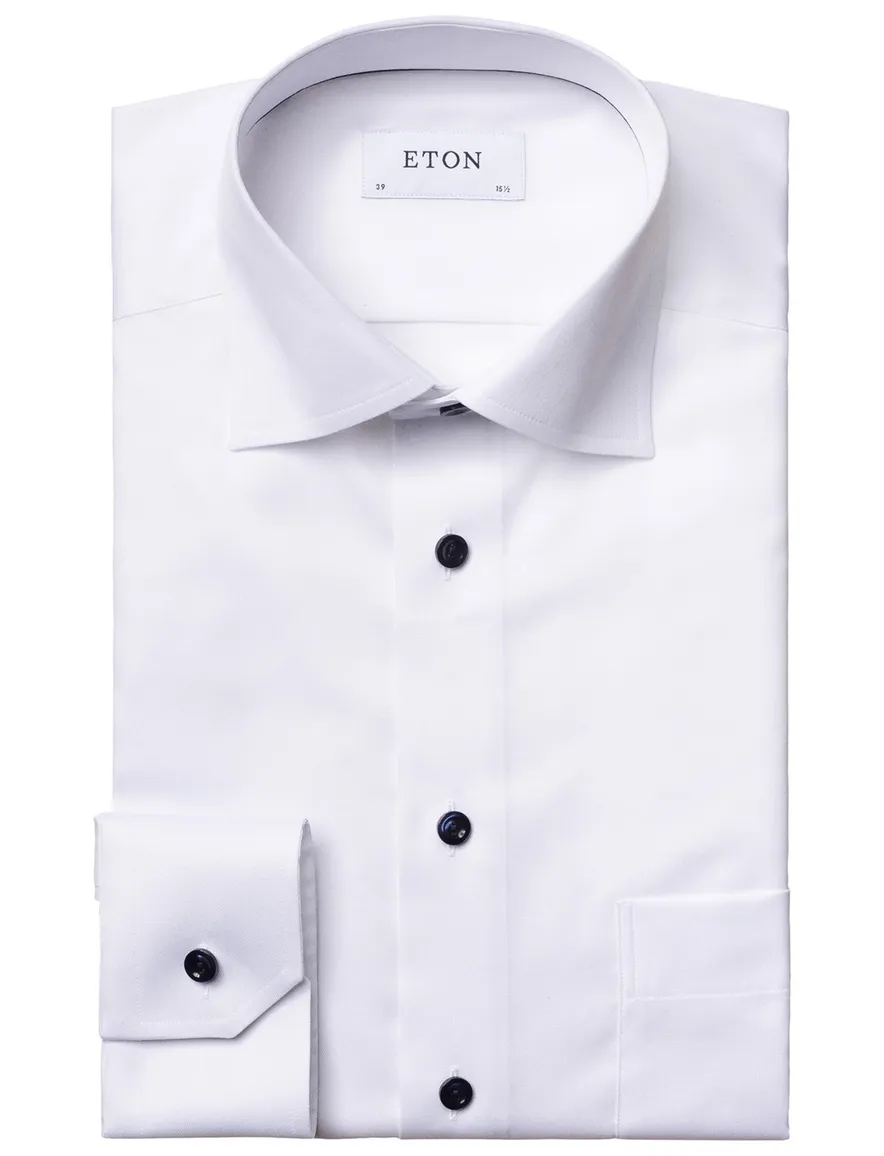 Eton business overhemd Signature Twill Classic Fit wit borstzak