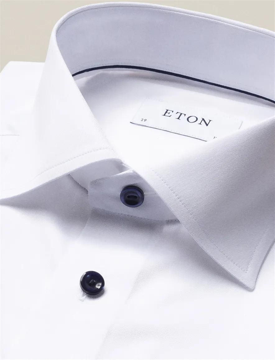 Eton business overhemd Signature Twill Classic Fit wit borstzak