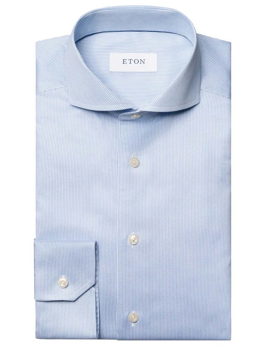Eton overhemd lichtblauw Fine Stripe Signature Twill slim fit