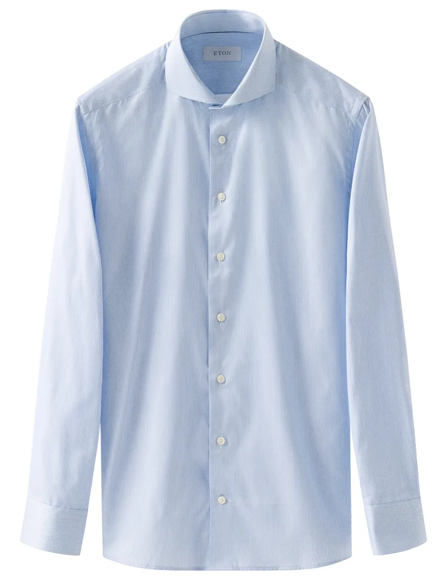 Eton overhemd lichtblauw Fine Stripe Signature Twill slim fit