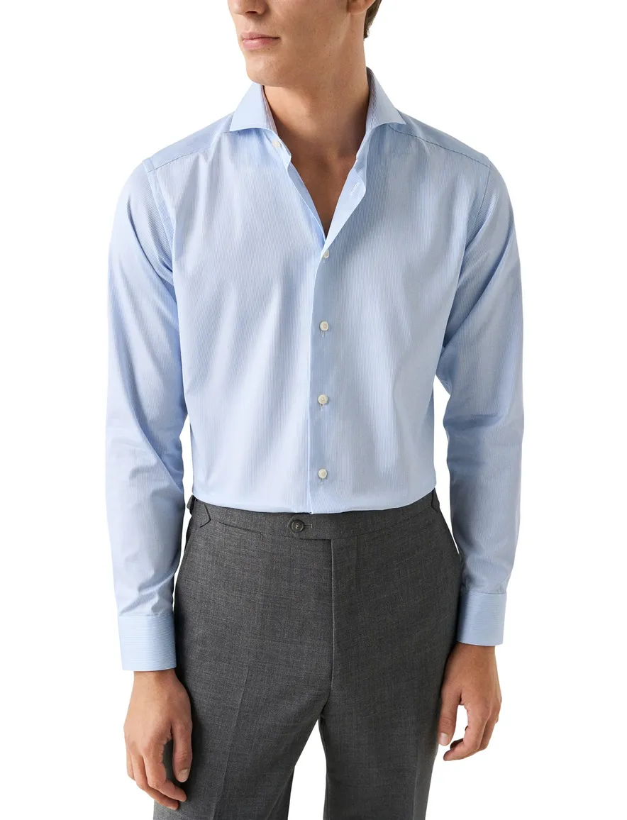 Eton overhemd lichtblauw Fine Stripe Signature Twill slim fit