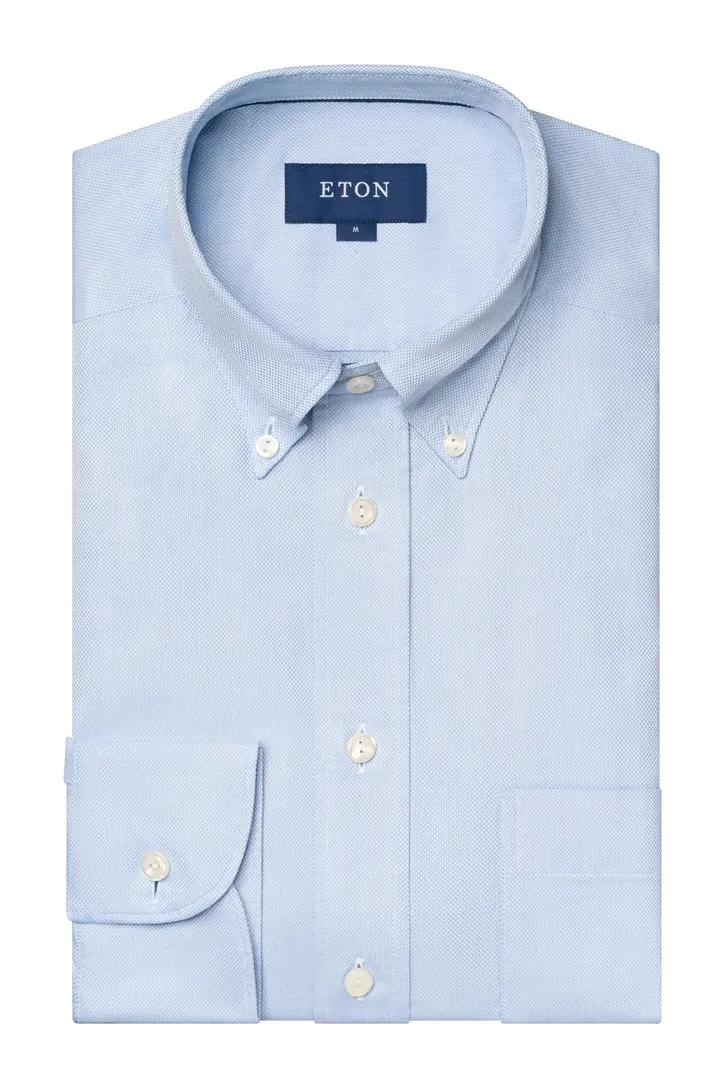 katoenen Eton overhemd lichtblauw katoen Contemporary Fit