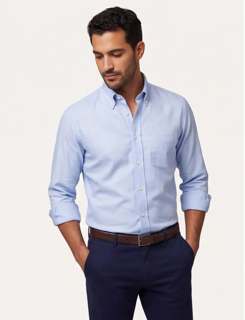katoenen Eton overhemd lichtblauw katoen Contemporary Fit