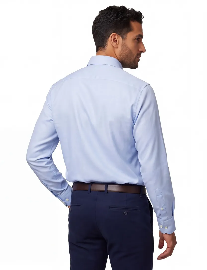 katoenen Eton overhemd lichtblauw katoen Contemporary Fit