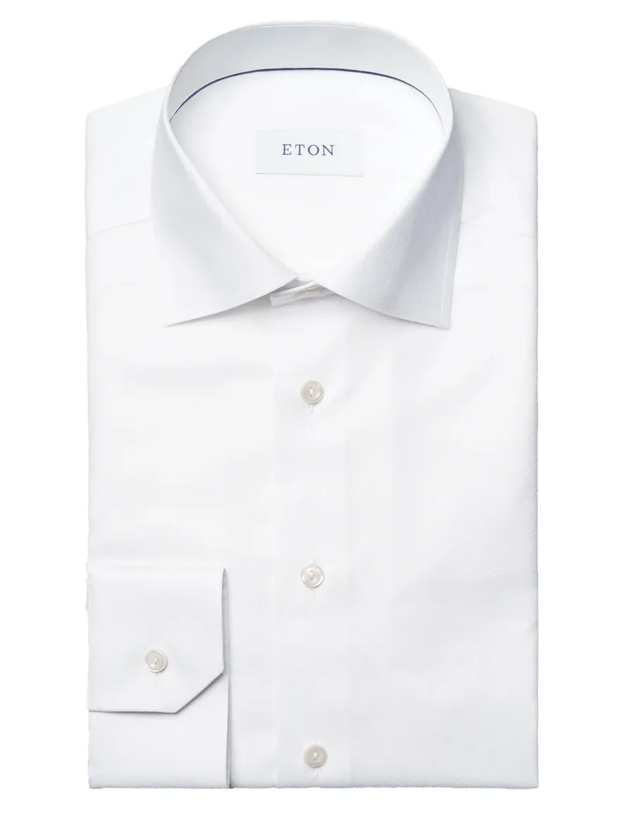Eton overhemd wit Solid Signature Oxford effen slim fit