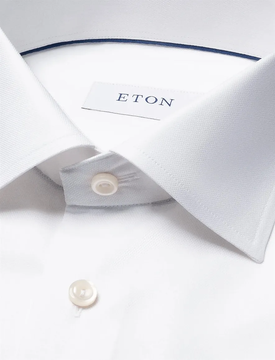 Eton overhemd wit Solid Signature Oxford effen slim fit