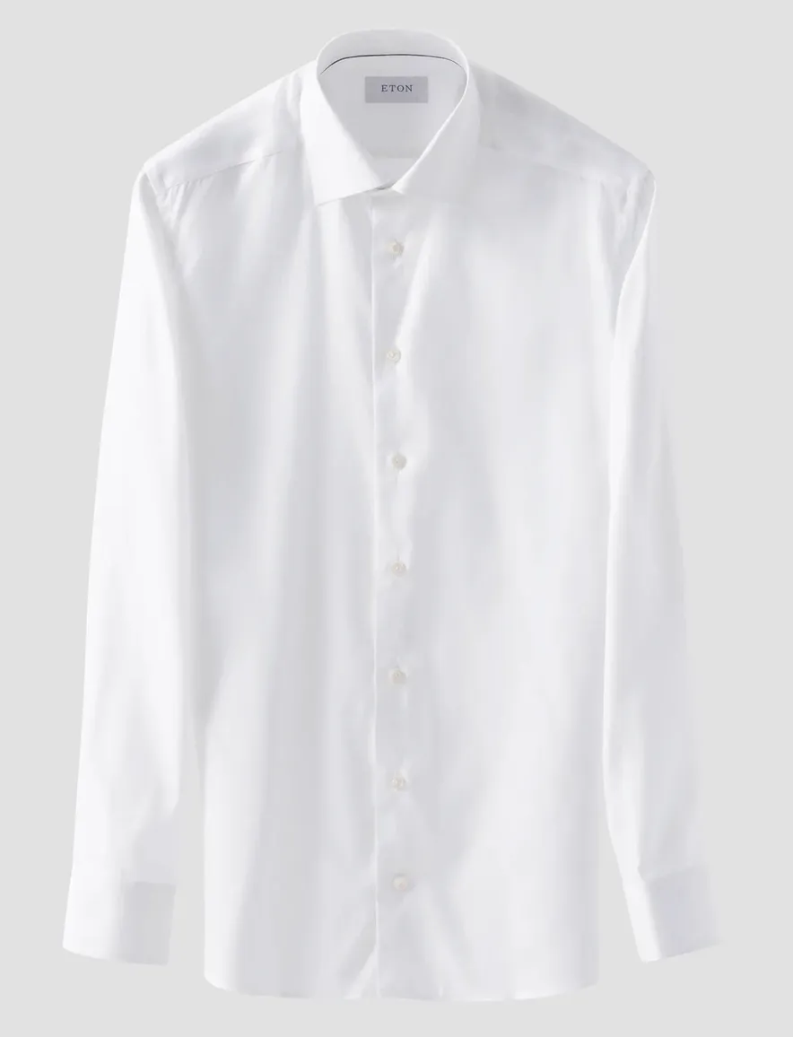 Eton overhemd wit Solid Signature Oxford effen slim fit