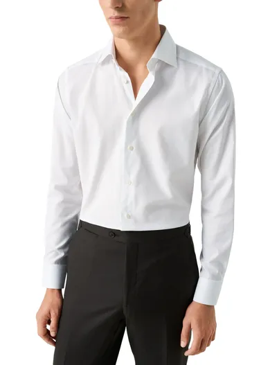 Eton Eton overhemd wit Solid Signature Oxford effen slim fit