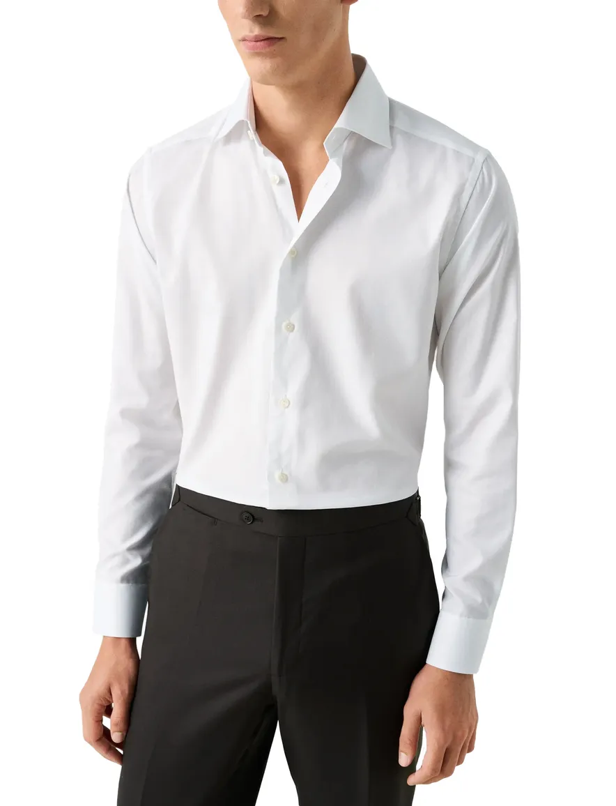 Eton overhemd wit Solid Signature Oxford effen slim fit