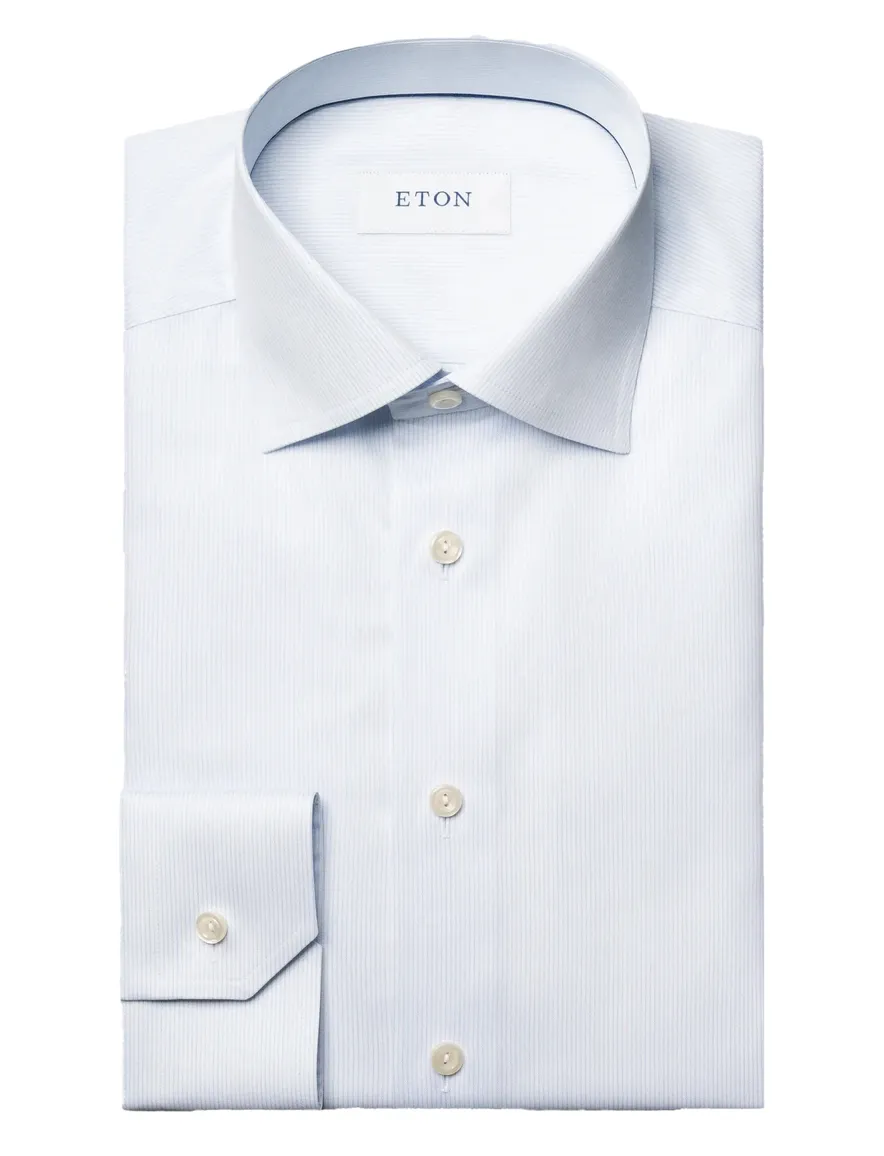 Eton overhemd lichtblauw - wit Fine Striped Twill Shirt