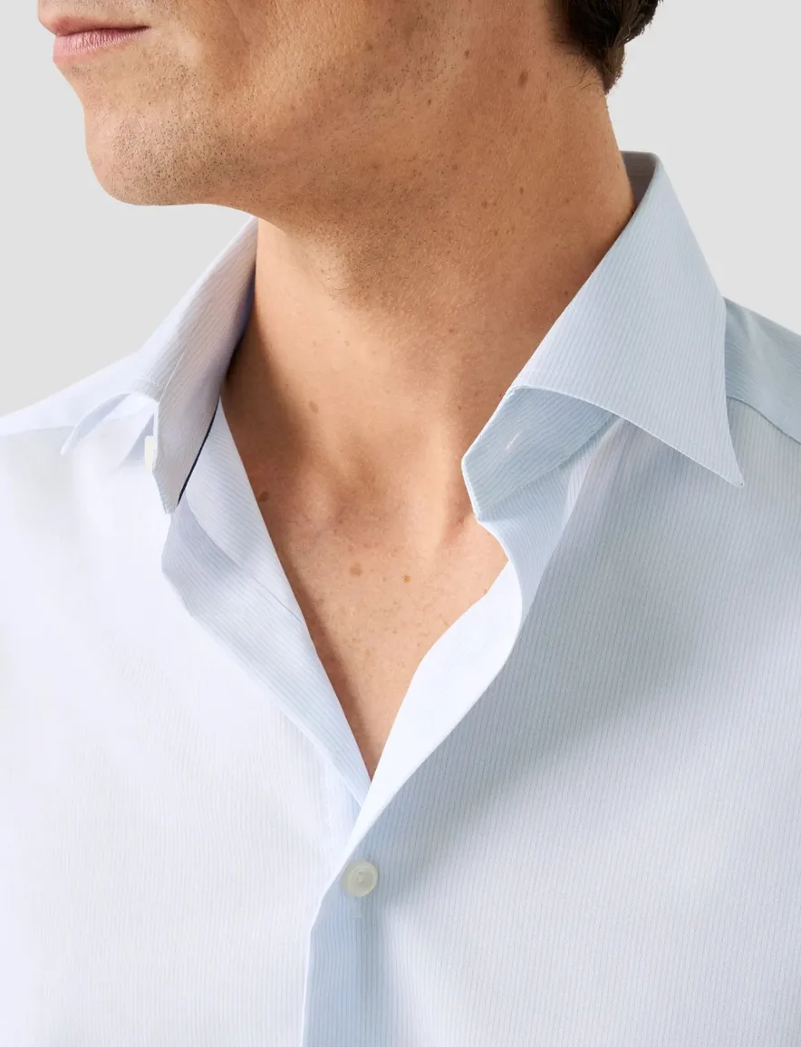 Eton overhemd lichtblauw - wit Fine Striped Twill Shirt