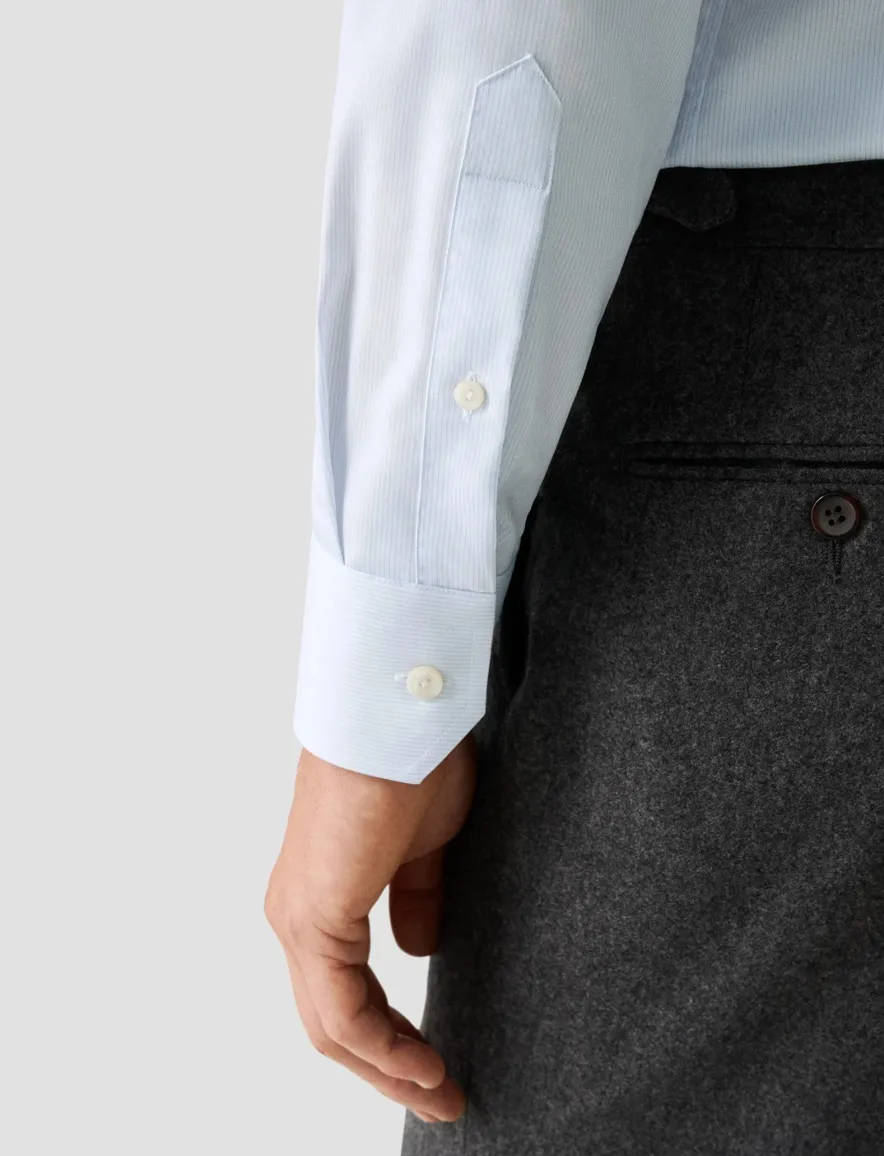 Eton overhemd lichtblauw - wit Fine Striped Twill Shirt